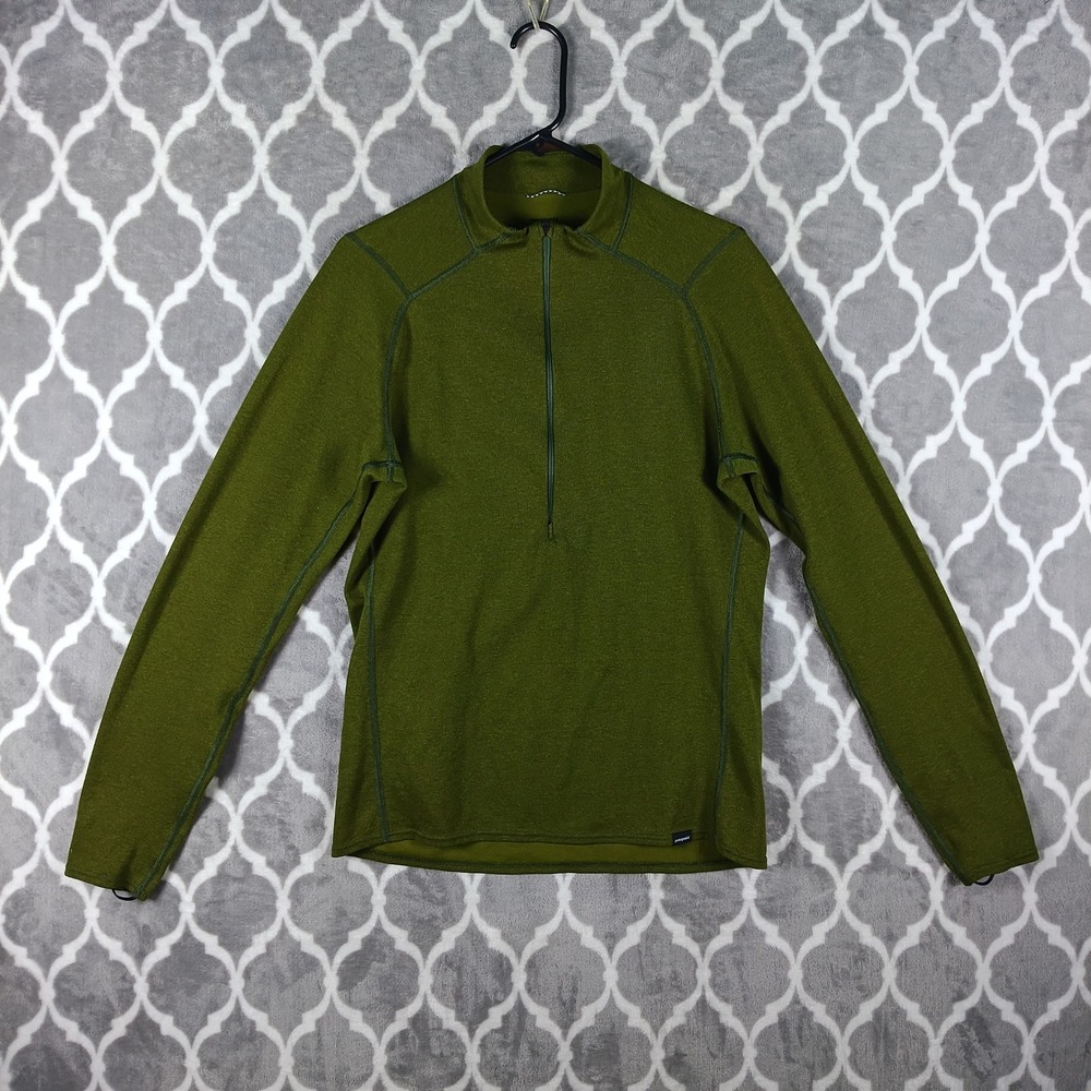 Patagonia Capilene 1/2 Zip Pullover Mens M Green 2 Lightweight Base Layer Top